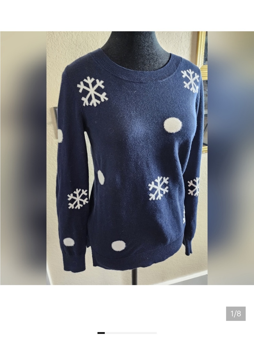 Navy Blue Snowflake Crewneck Sweater